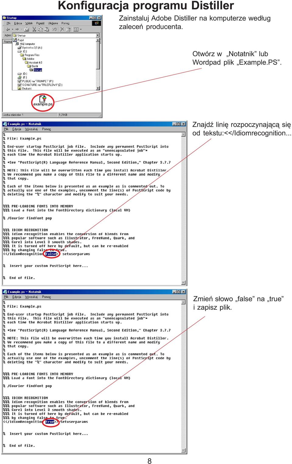 Otwórz w Notatnik lub Wordpad plik Example.PS.