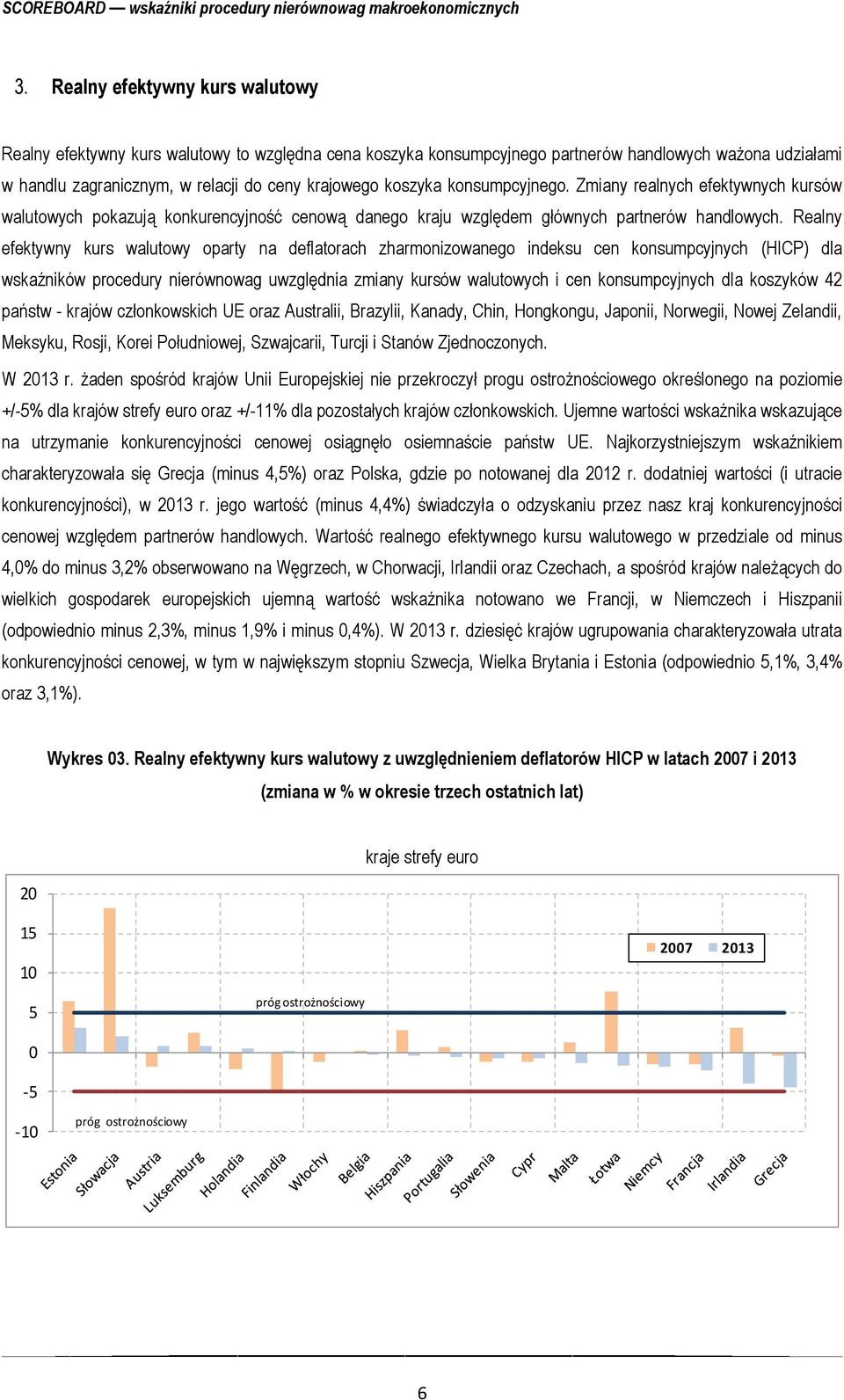 Realny efektywny kurs walutowy oparty na deflatorach zharmonizowanego indeksu cen konsumpcyjnych (HICP) dla wskaźników procedury nierównowag uwzględnia zmiany kursów walutowych i cen konsumpcyjnych