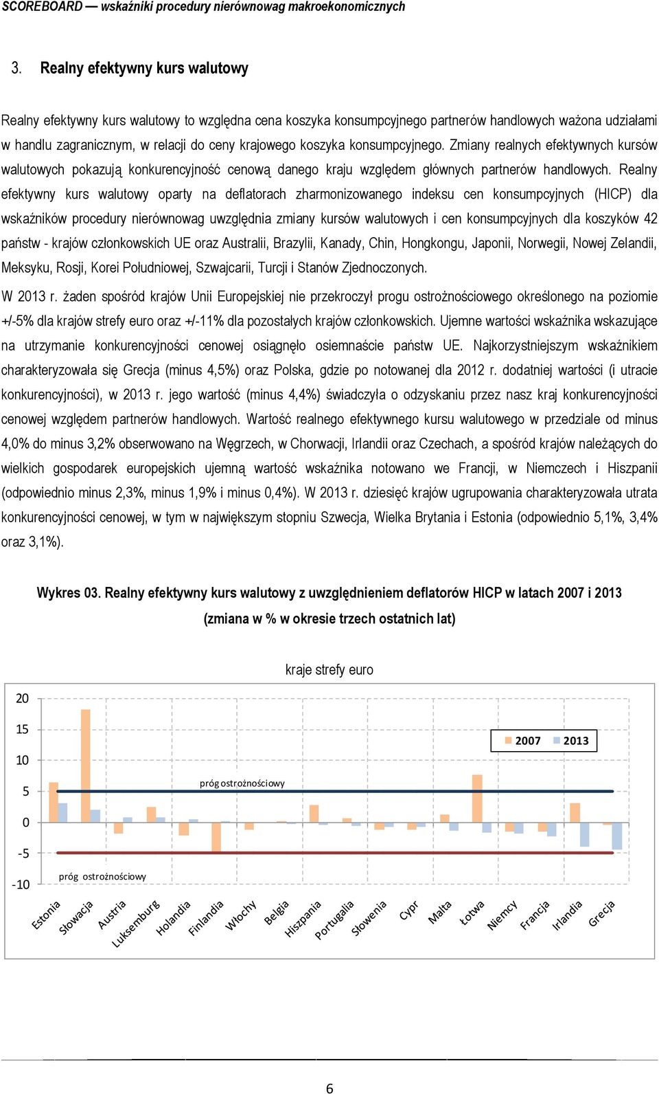 Realny efektywny kurs walutowy oparty na deflatorach zharmonizowanego indeksu cen konsumpcyjnych (HICP) dla wskaźników procedury nierównowag uwzględnia zmiany kursów walutowych i cen konsumpcyjnych