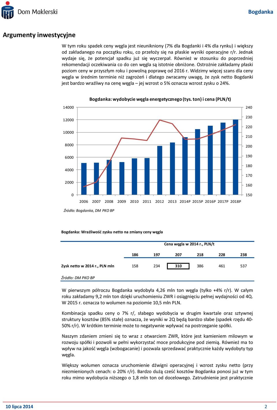 Ostrożnie zakładamy płaski poziom ceny w przyszłym roku i powolną poprawę od 216 r.