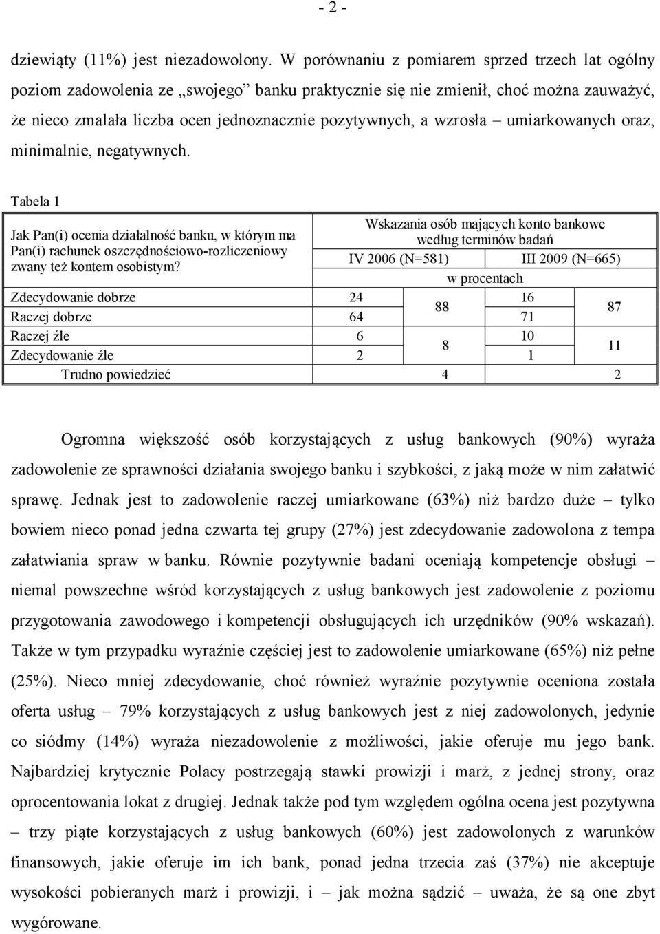 wzrosła umiarkowanych oraz, minimalnie, negatywnych.