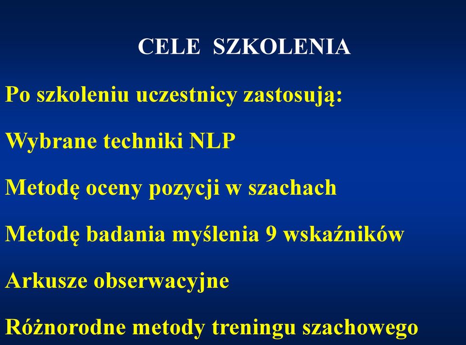 szachach Metodę badania myślenia 9 wskaźników