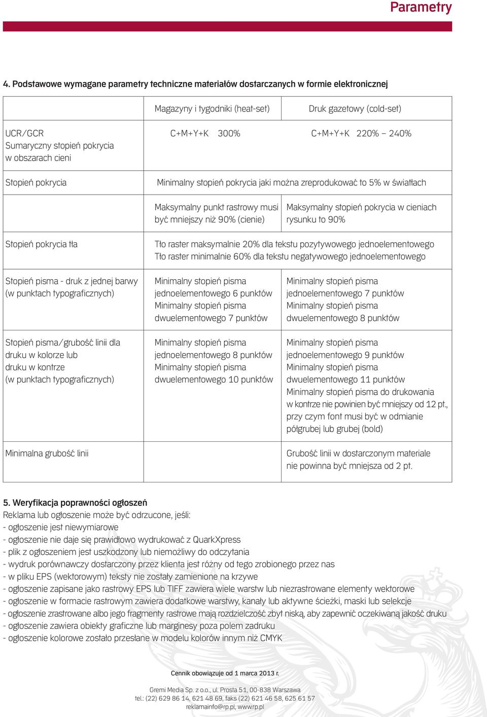 rycz ny sto pień po kry cia w ob sza rach cie ni Sto pień po kry cia Minimalny stopień pokrycia jaki można zreprodukować to 5% w światłach Mak sy mal ny punkt ra stro wy mu si Maksymalny stopień