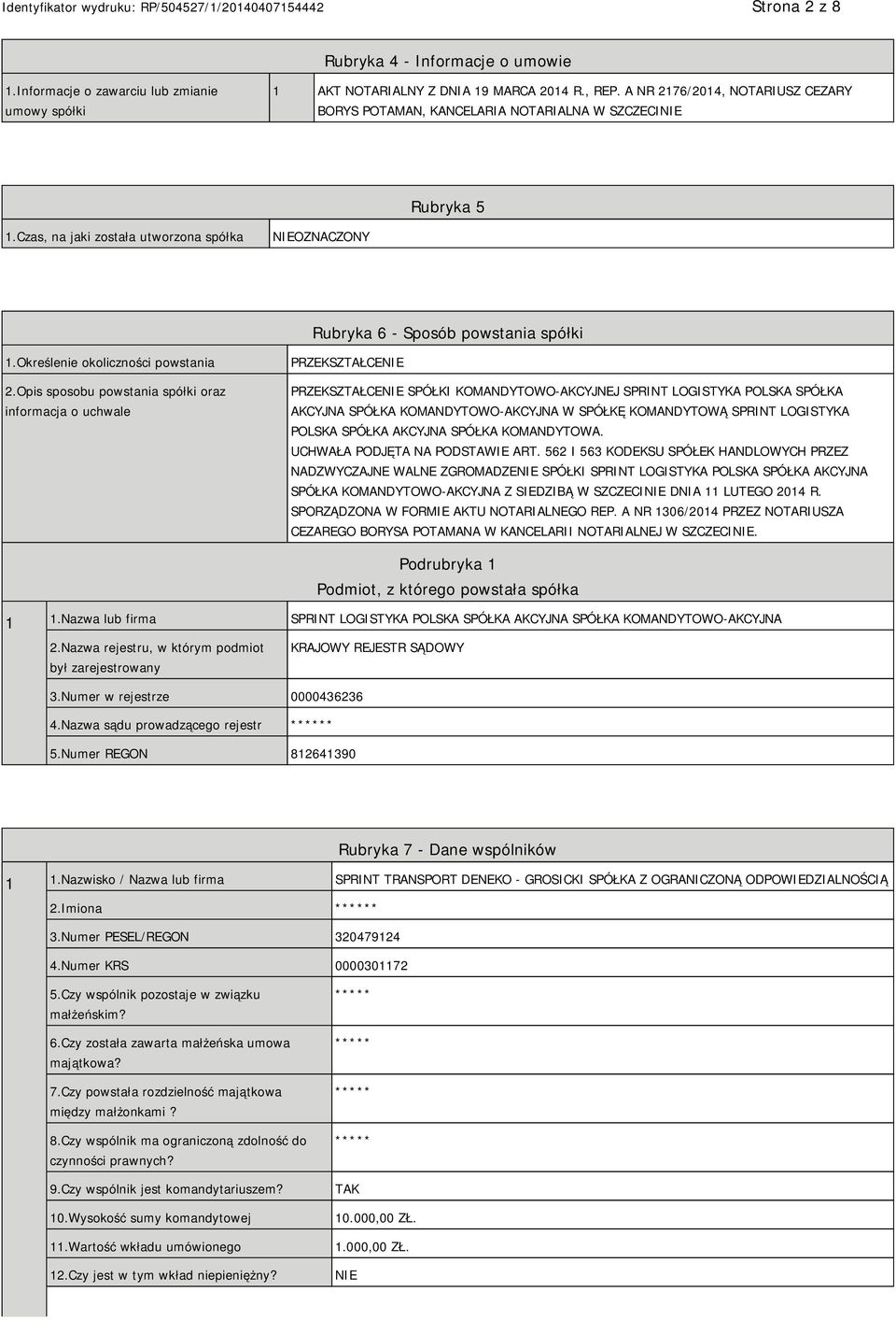 Określenie okoliczności powstania 2.