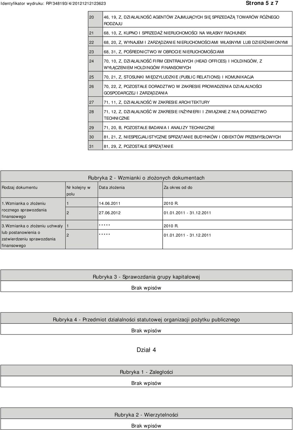 70, 21, Z, STOSUNKI MIĘDZYLUDZKIE (PUBLIC RELATIONS) I KOMUNIKACJA 26 70, 22, Z, POZOSTAŁE DORADZTWO W ZAKRESIE PROWADZENIA DZIAŁALNOŚCI GOSPODARCZEJ I ZARZĄDZANIA 27 71, 11, Z, DZIAŁALNOŚĆ W