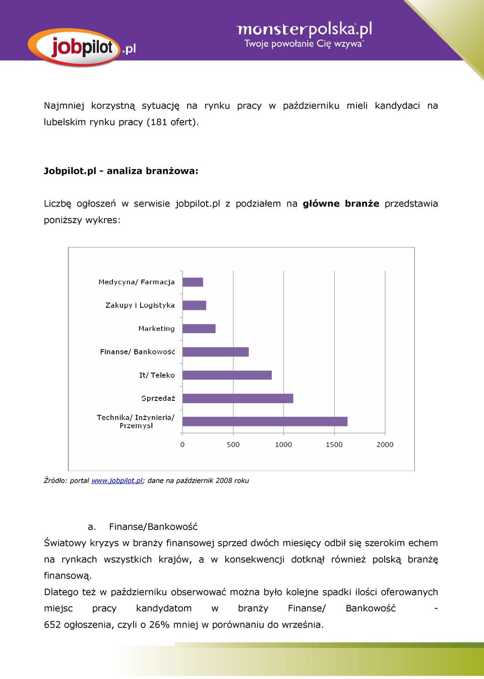 Finanse/Bankowość Światowy kryzys w branży finansowej sprzed dwóch miesięcy odbił się szerokim echem na rynkach wszystkich krajów, a w konsekwencji dotknął również polską