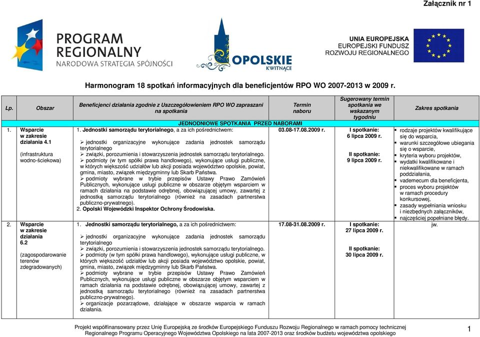 publiczne, w ramach na podstawie odrębnej, obowiązującej umowy, zawartej z 2. Opolski Wojewódzki Inspektor Ochrony Środowiska.