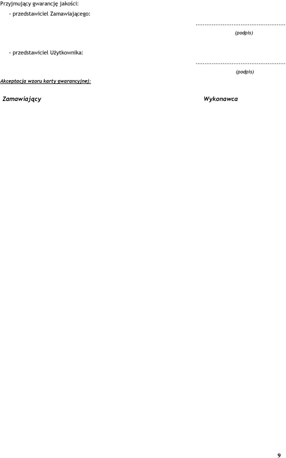 .. (podpis) - przedstawiciel Użytkownika:.