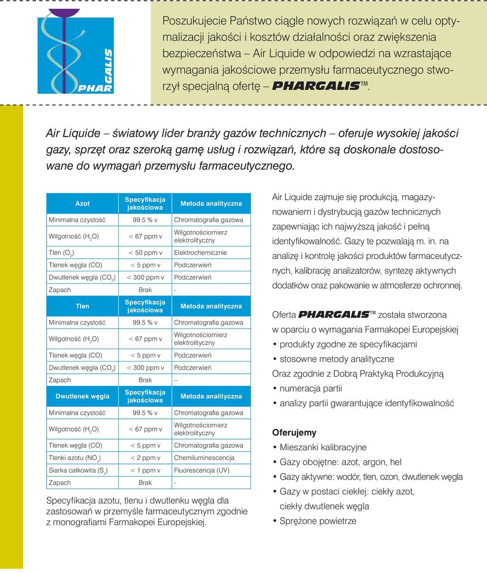 Air Liquide Êwiatowy lider bran y gazów technicznych oferuje wysokiej jakoêci gazy, sprz t oraz szerokà gam usług i rozwiàzaƒ, które sà doskonale dostosowane do wymagaƒ przemysłu farmaceutycznego.