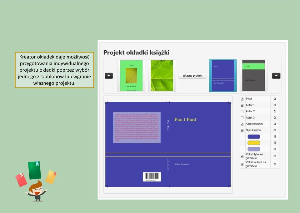 projektu okładki poprzez wybór
