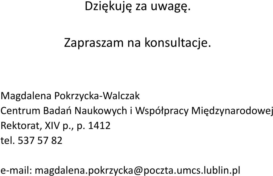 Współpracy Międzynarodowej Rektorat, XIV p., p.