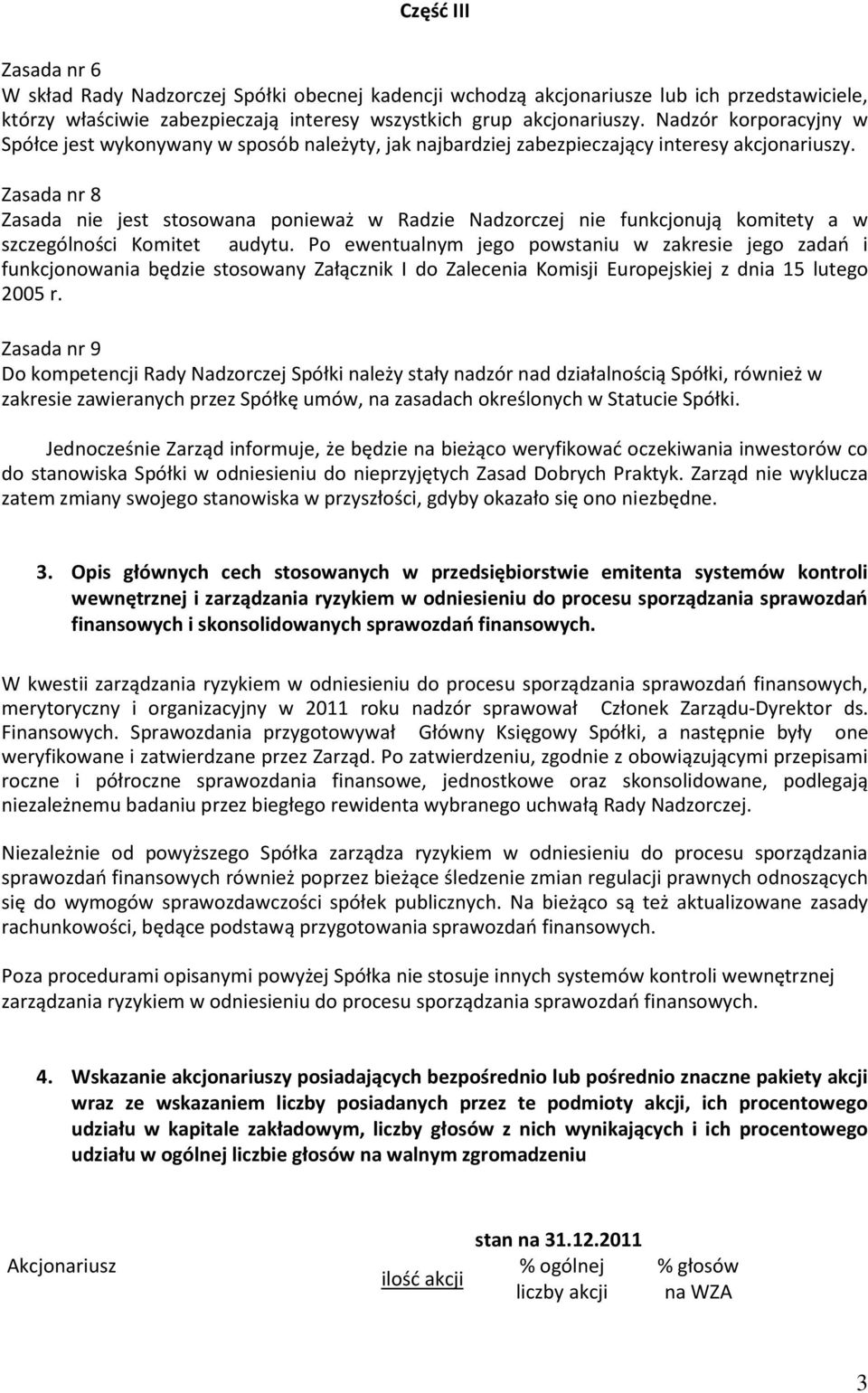 Zasada nr 8 Zasada nie jest stosowana ponieważ w Radzie Nadzorczej nie funkcjonują komitety a w szczególności Komitet audytu.