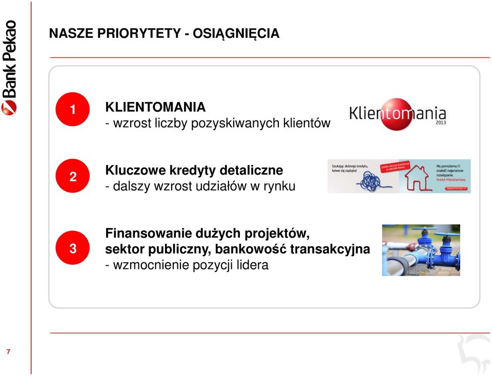 wzrost udziałów w rynku 3 Finansowanie dużych projektów, sektor