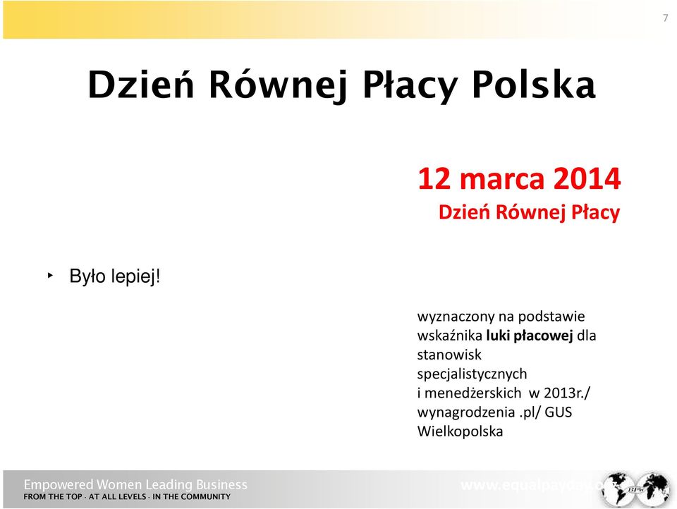 wyznaczony na podstawie wskaźnika luki płacowej dla