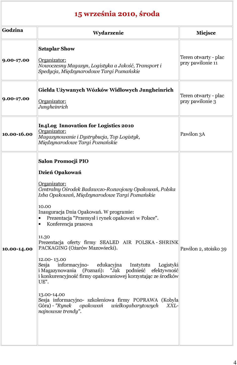 30 Prezentacja oferty firmy SEALED AIR POLSKA - SHRINK PACKAGING (Ożarów Mazowiecki). 12.00-13.