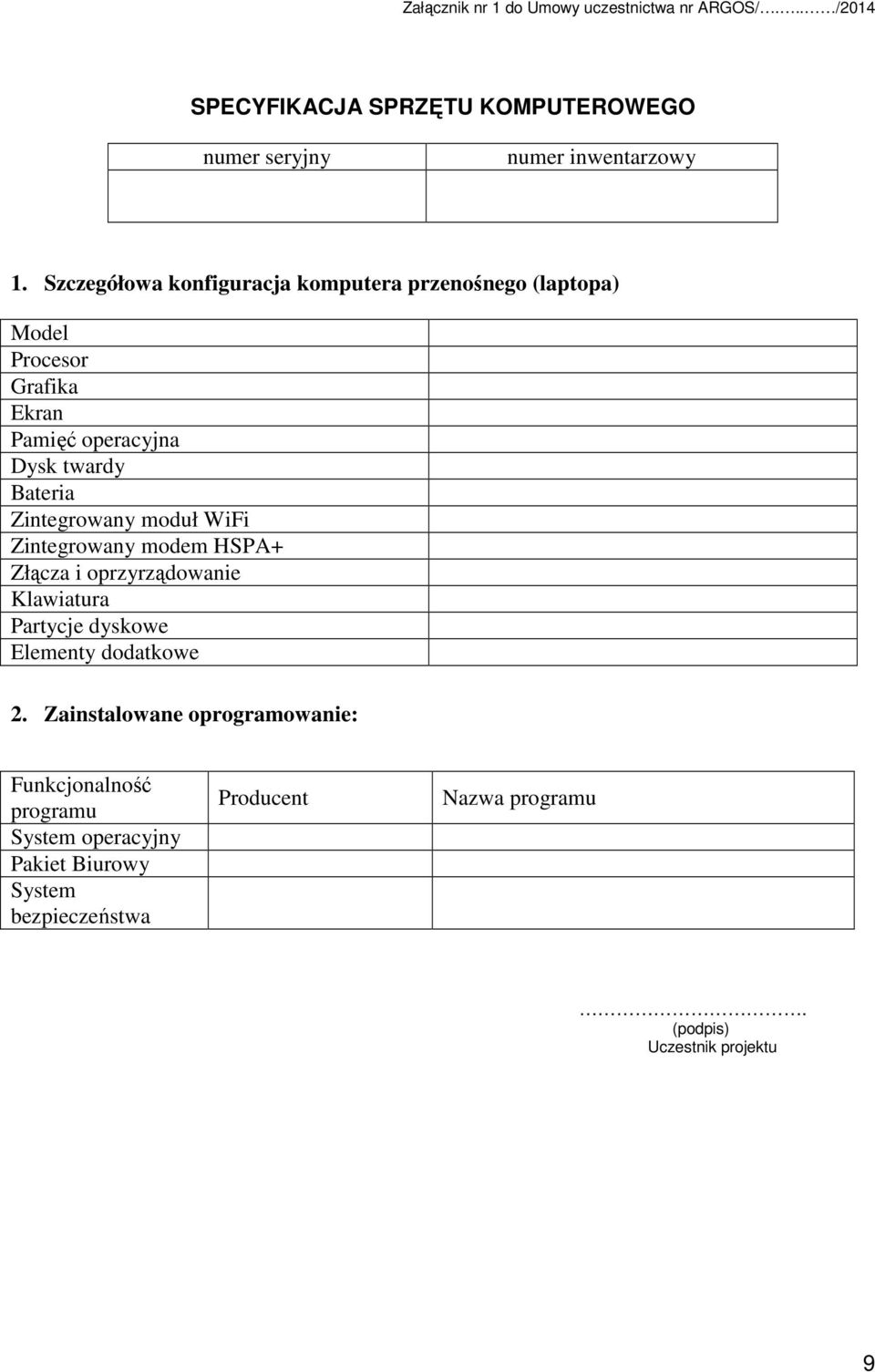 Zintegrowany moduł WiFi Zintegrowany modem HSPA+ Złącza i oprzyrządowanie Klawiatura Partycje dyskowe Elementy dodatkowe 2.