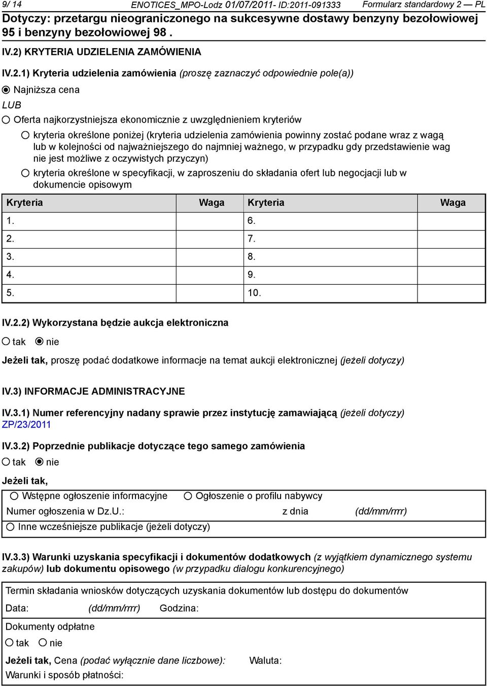 11-091333 Formularz standardowy 2 