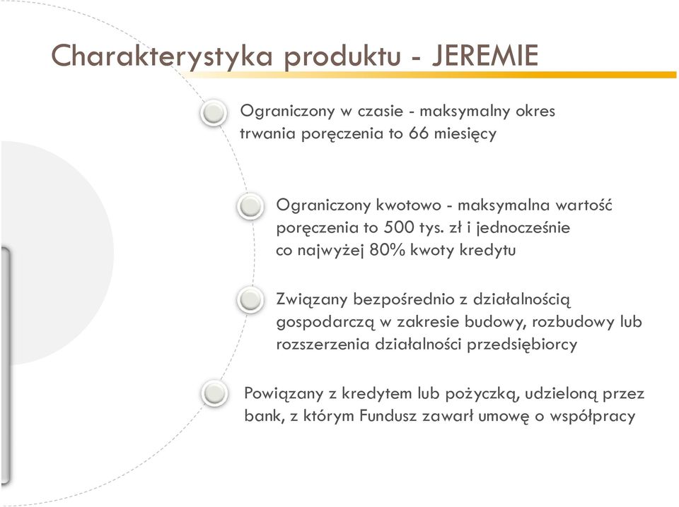 zł i jednocześnie co najwyżej 80% kwoty kredytu Związany bezpośrednio z działalnością gospodarczą w zakresie