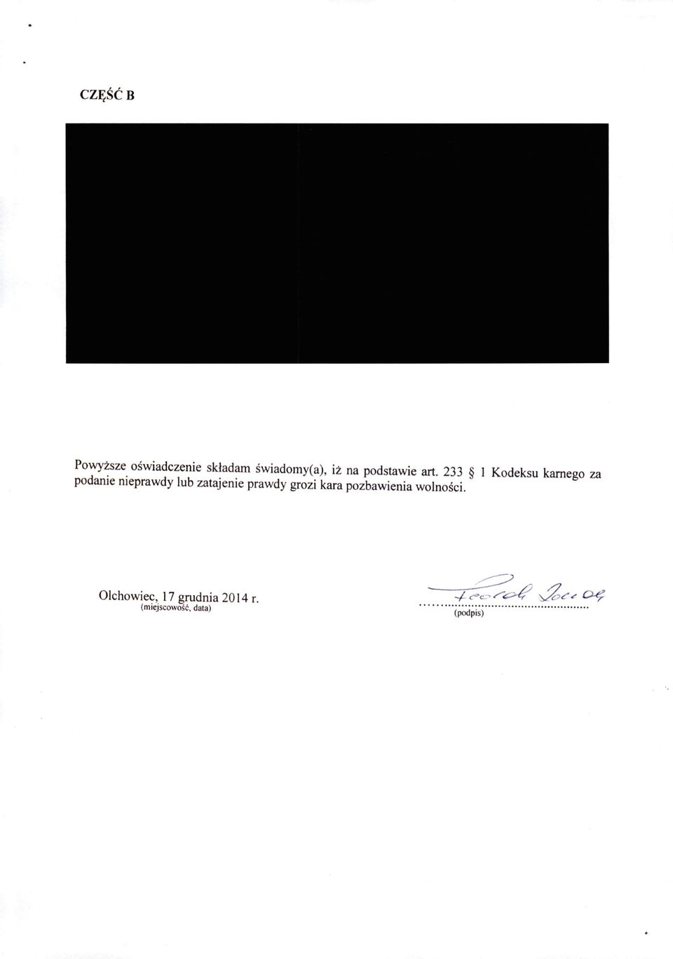 233 I Kodeksu karnego za podanie nieprawdy lub zatajenie