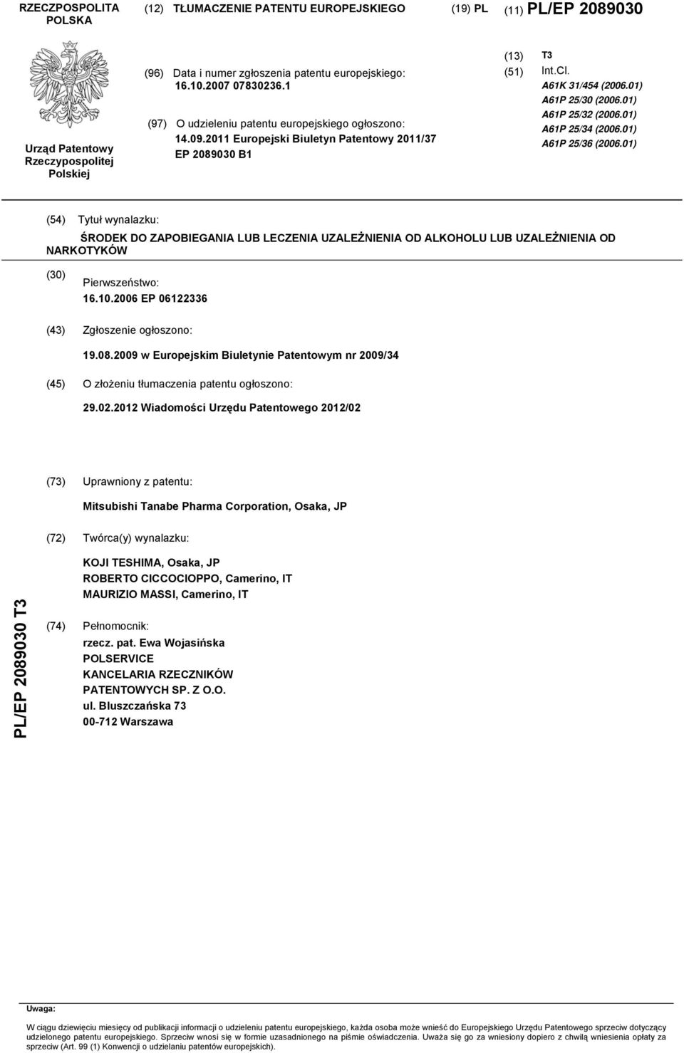 01) A61P 25/32 (2006.01) A61P 25/34 (2006.01) A61P 25/36 (2006.
