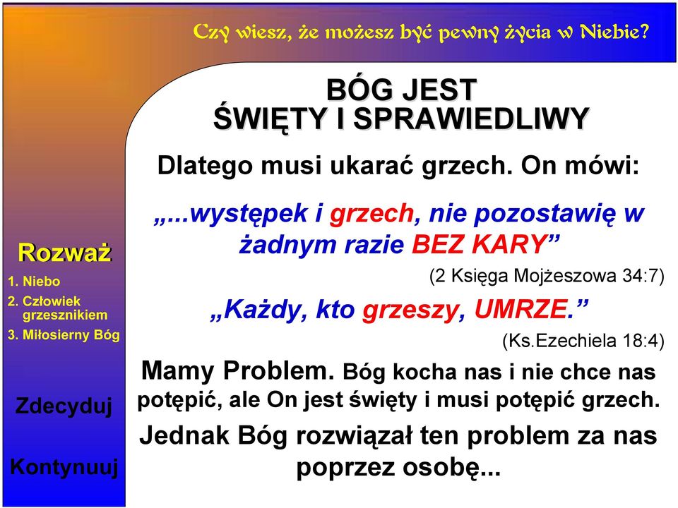 Każdy, kto grzeszy, UMRZE. (Ks.Ezechiela 18:4) Mamy Problem.