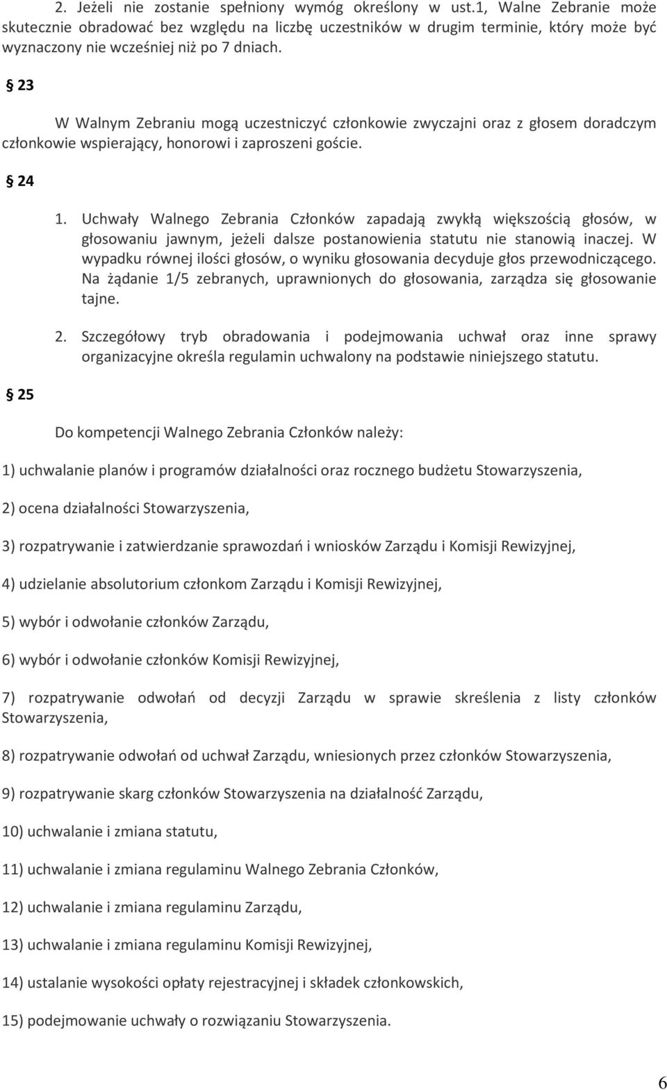 23 W Walnym Zebraniu mogą uczestniczyć członkowie zwyczajni oraz z głosem doradczym członkowie wspierający, honorowi i zaproszeni goście. 24 25 1.