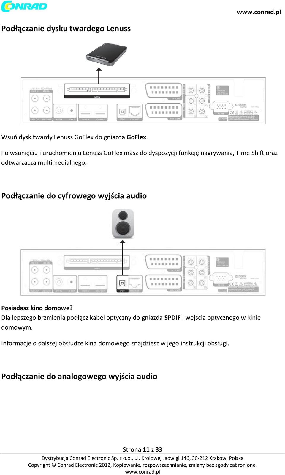 Podłączanie do cyfrowego wyjścia audio Posiadasz kino domowe?