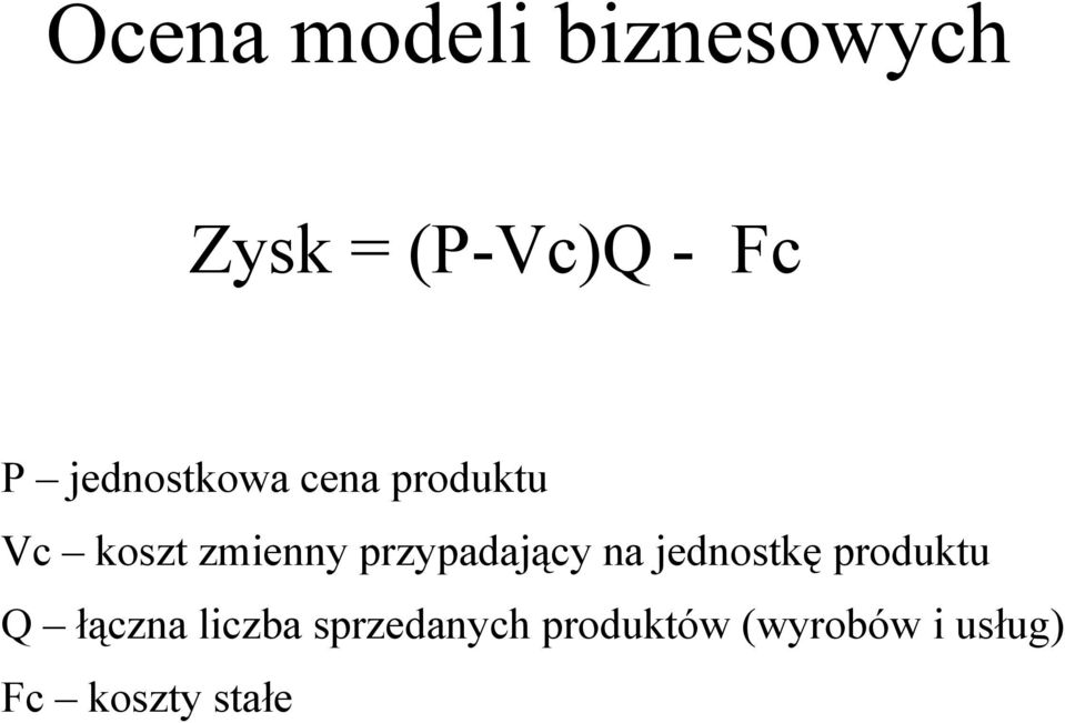 przypadający na jednstkę prduktu Q łączna