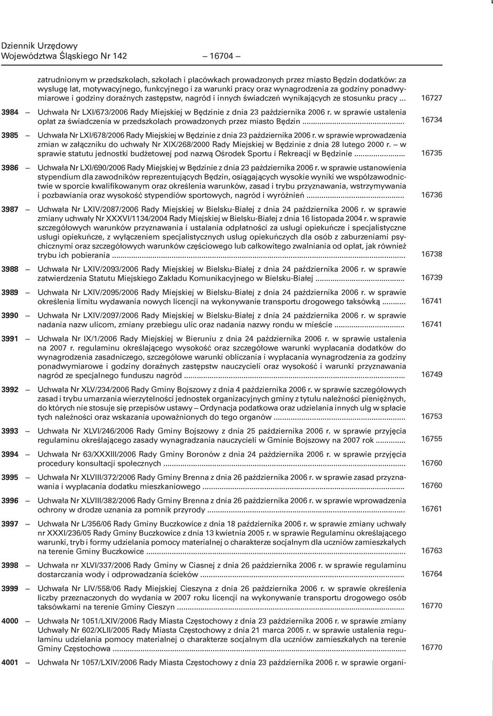 .. 3984 Uchwała Nr LXI/673/2006 Rady Miejskiej w Będzinie z dnia 23 października 2006 r. w sprawie ustalenia opłat za świadczenia w przedszkolach prowadzonych przez miasto Będzin.