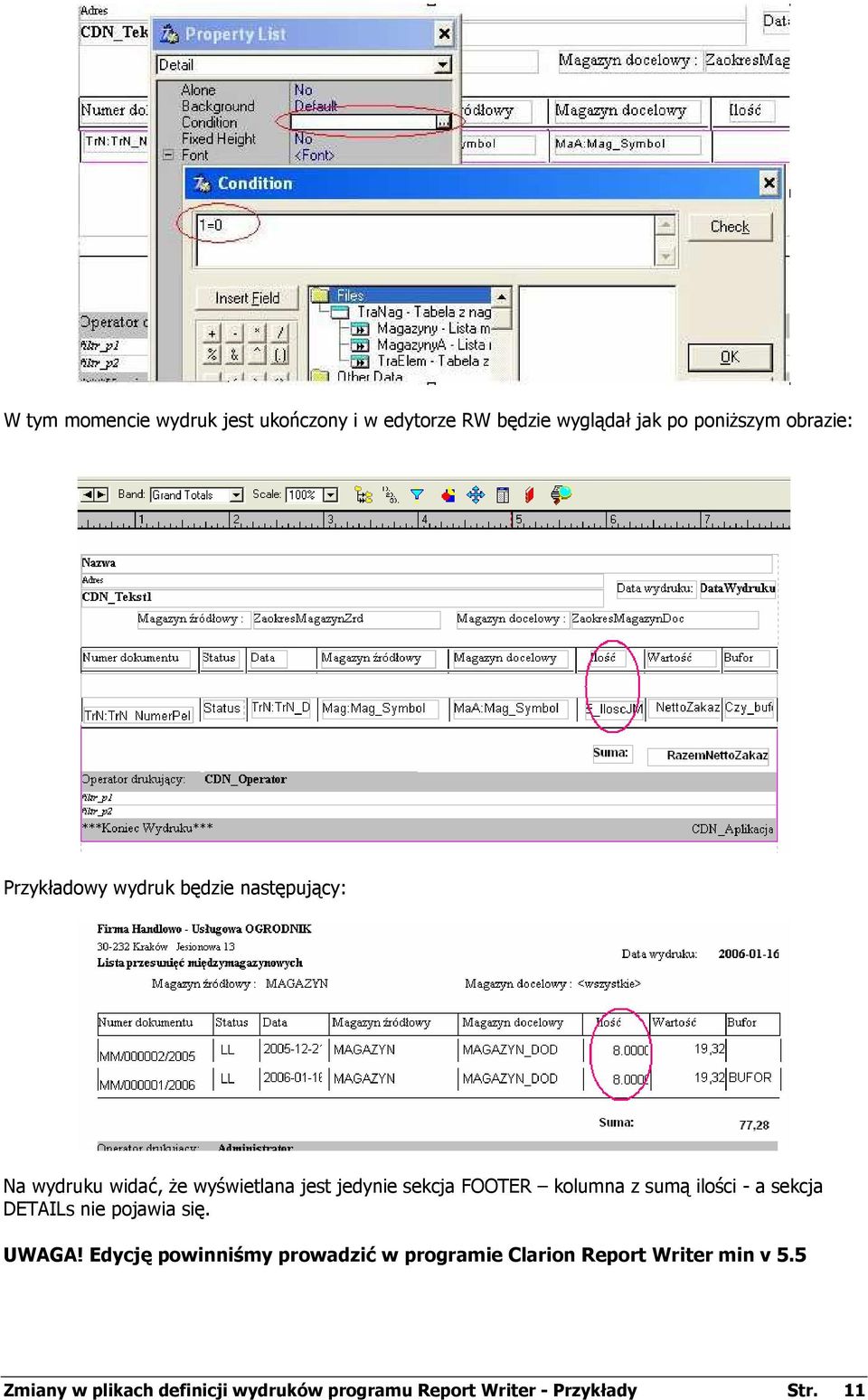 kolumna z sumą ilości - a sekcja ETAILs nie pojawia się. UWAGA!