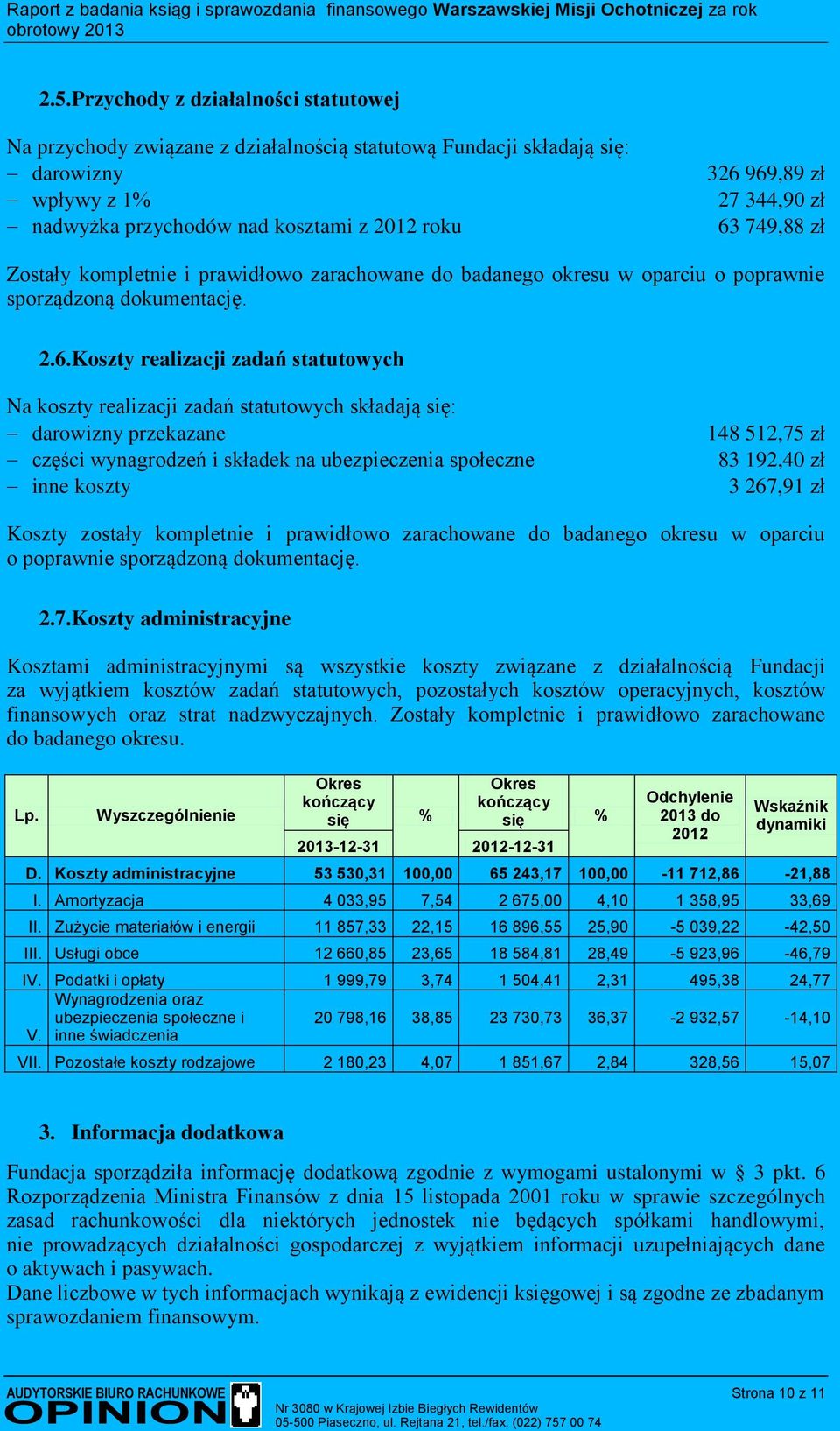 749,88 zł Zostały kompletnie i prawidłowo zarachowane do badanego okresu w oparciu o poprawnie sporządzoną dokumentację. 2.6.