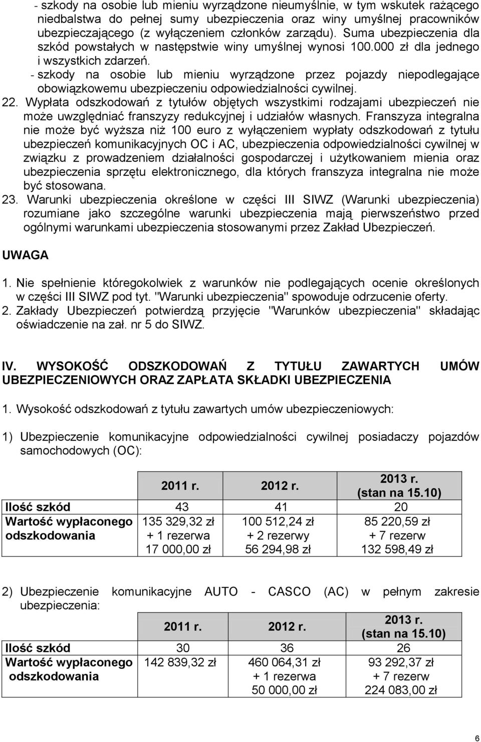 - szkody na osobie lub mieniu wyrządzone przez pojazdy niepodlegające obowiązkowemu ubezpieczeniu odpowiedzialności cywilnej. 22.