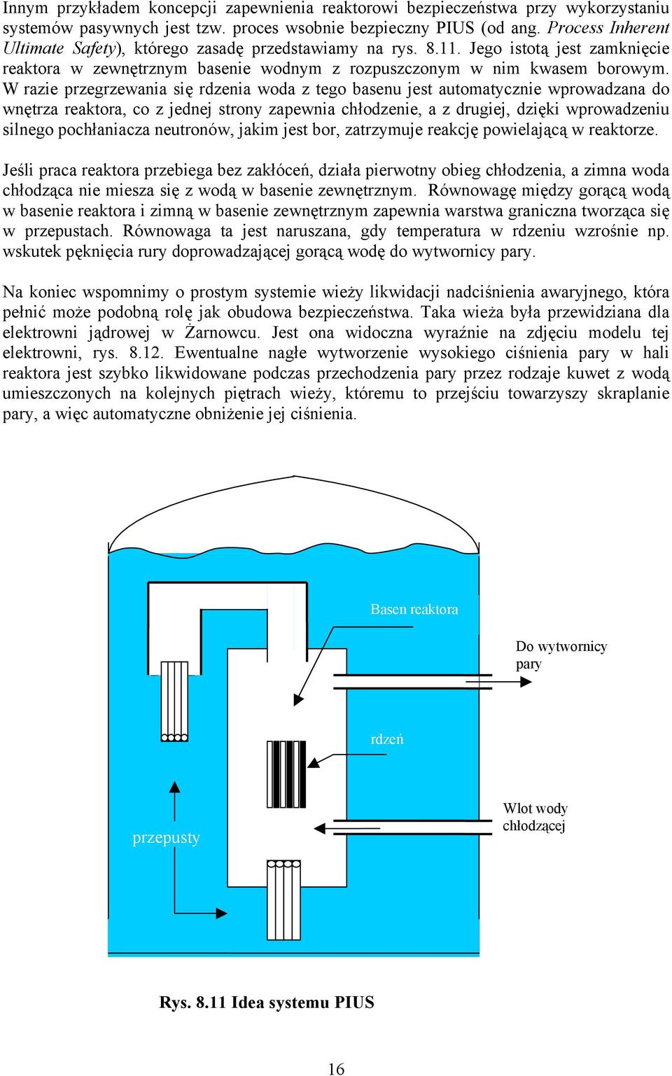 W razie przegrzewania się rdzenia woda z tego basenu jest automatycznie wprowadzana do wnętrza reaktora, co z jednej strony zapewnia chłodzenie, a z drugiej, dzięki wprowadzeniu silnego pochłaniacza