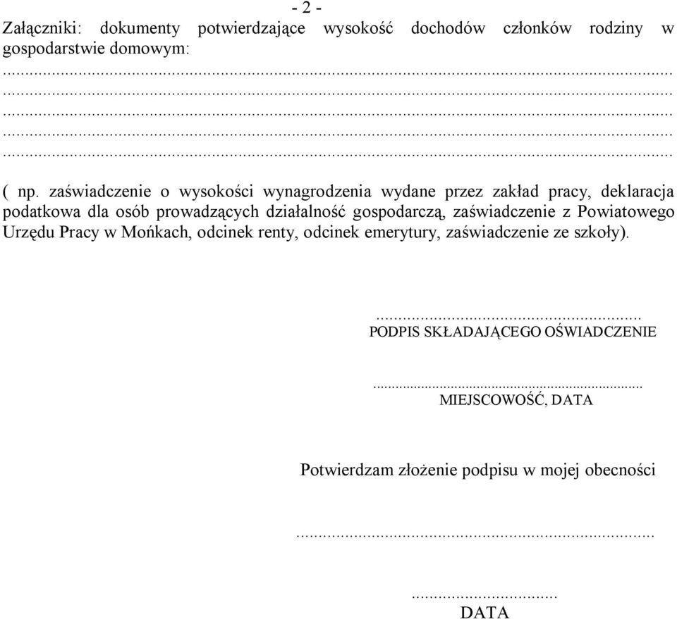 działalność gospodarczą, zaświadczenie z Powiatowego Urzędu Pracy w Mońkach, odcinek renty, odcinek emerytury,