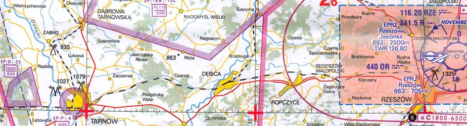 Mapa terenu przystosowanego do startów i lądowań w skali 1 :