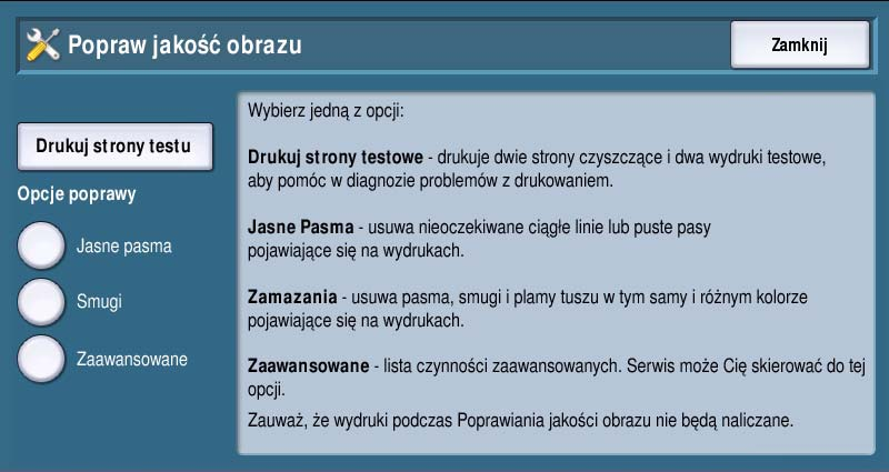 Rozwiązywanie problemów Rozwiązywanie problemów Te ustawienia mają pomóc w rozwiązywaniu problemów z urządzeniem.