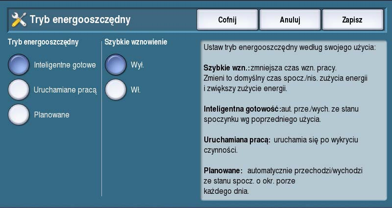 Ustawienia Urządzenia Ustawienia Urządzenia Panel Ustawień Urządzenia służy do zmian opcji charakterystycznych dla danego modelu sprzętu, np. Oszczędzania energii czy ustawień Tac papieru.