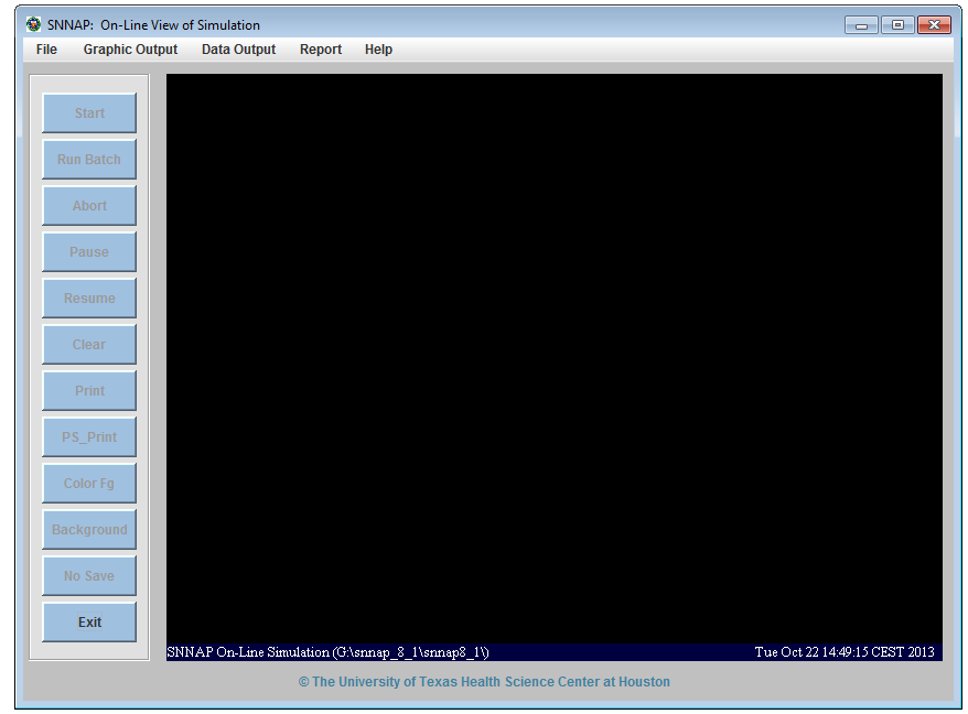 Rys. 2 Główne okno widoku symulacji. Kliknij File> Load Simulation w celu otwarcia okna wyboru. Otwórz plik V_C_total_Im.smu znajdujący się w folderze 1_Voltage_Clamp.