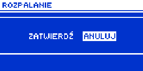 Ekran CO (wyświetlany jest aktualny tryb pracy kotła), Zawór 1 (wyświetla parametry pracy zaworu pierwszego), Zawór 2 (wyświetla parametry pracy zaworu drugiego).