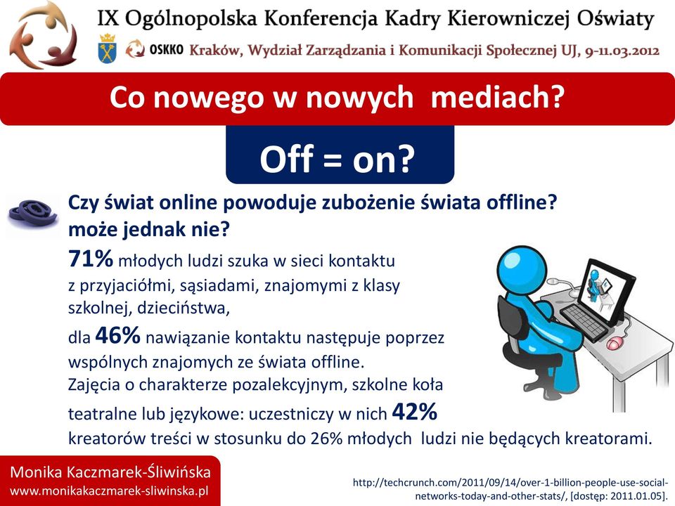 następuje poprzez wspólnych znajomych ze świata offline.