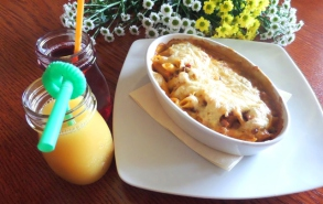 Zapiekanki Gratins Cannelloni z farszem szpinakowym zapiekane pod beszamelem i serem (400g) Cannelloni with spinach stuffing roasted with béchamel and cheese Cannelloni z nadzieniem wołowym na sosie