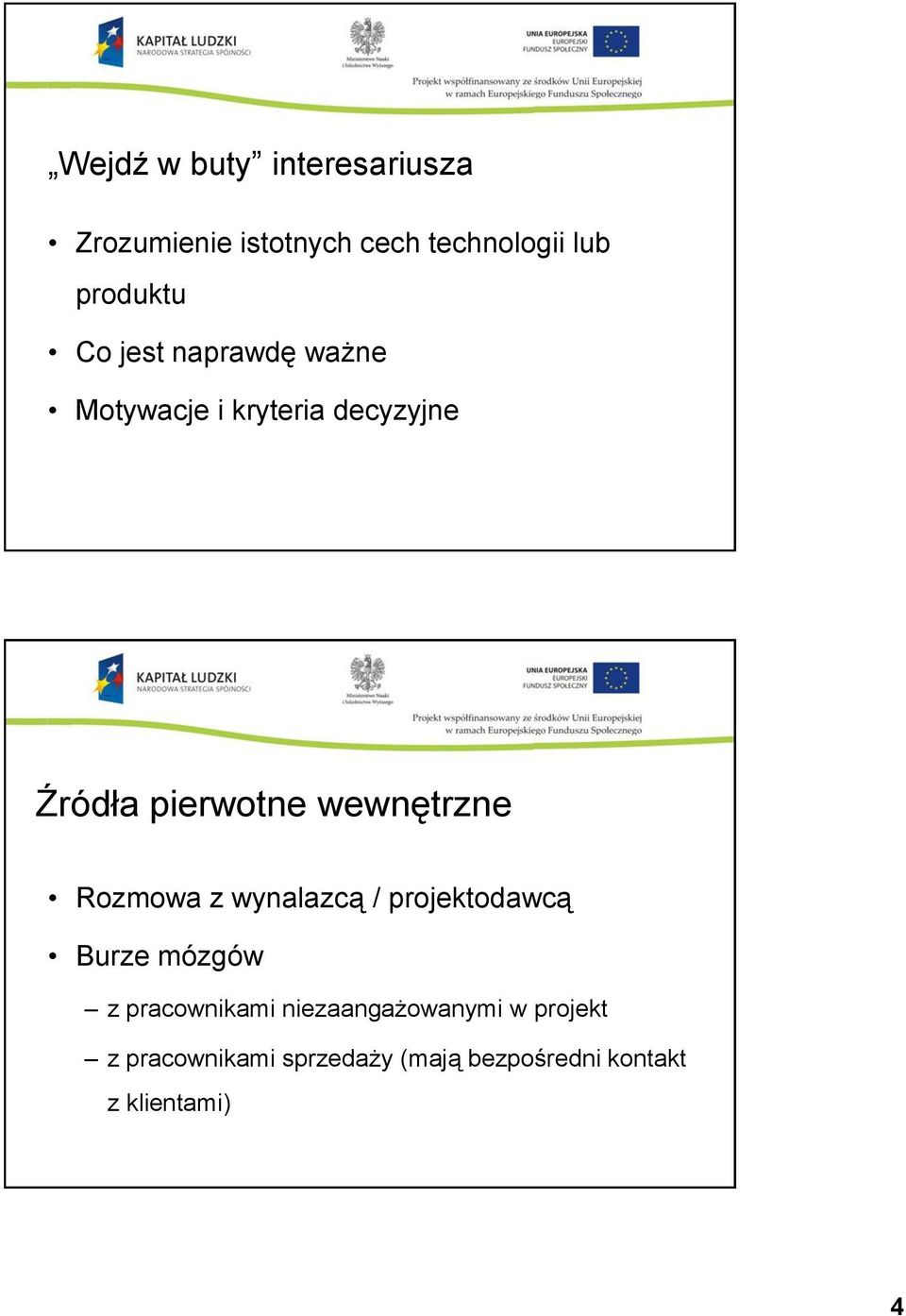 wewnętrzne Rozmowa z wynalazcą / projektodawcą Burze mózgów z pracownikami