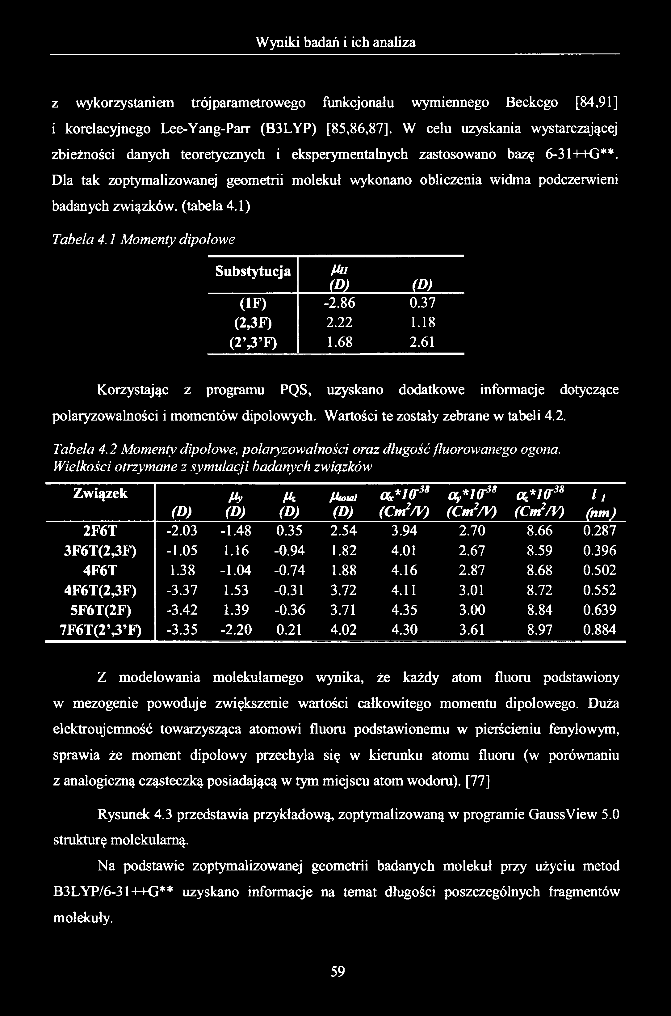 z wykorzystaniem trójparametrowego funkcjonału wymiennego Beckego [84,91] i korelacyjnego Lee-Yang-Parr (B3LYP) [85,86,87].