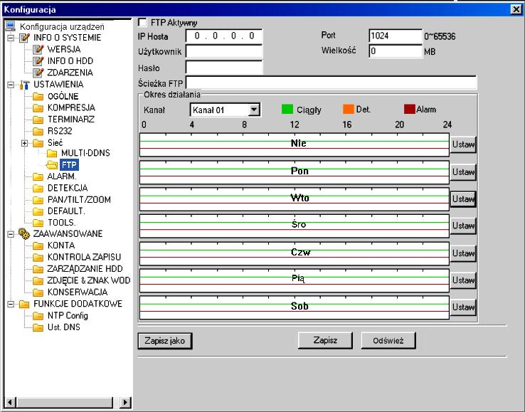 Dostęp przez przeglądarkę IE Rys. 9-35. Konfiguracja - Ustawienia - Sieć - Multi DDNS. FTP Jeżeli twój rejestrator obsługuje funkcję FTP, tutaj możesz ustawić parametry tej funkcji.
