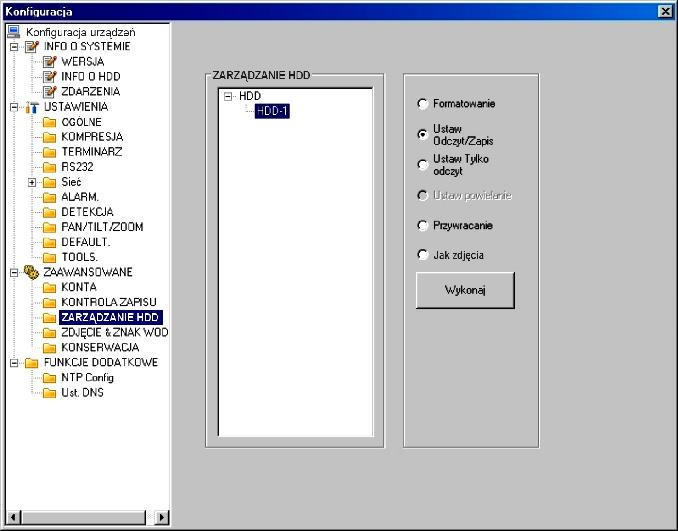 Dostęp przez przeglądarkę IE Rys. 9-51. Konfiguracja Zaawansowane Kontrola zapisu.