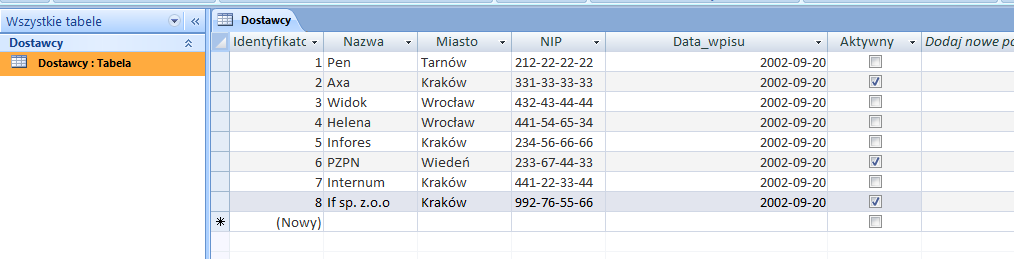 Podstawowe operacje na tabelach Poniżej przestawiono operacje, które mogą być użyteczne przy wprowadzaniu, modyfikacji i usuwaniu danych w tabelach.