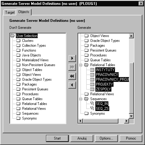 Generacja bazy danych Przebieg procesu Generowanie bazy danych krok 2. Generowanie schematu fizycznego bazy danych krok 1. Uruchomić narzędzie Design Editor.