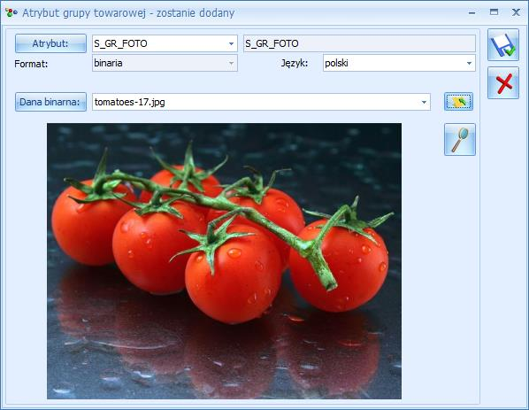 W szczegółach grupy należy podać jej nazwę, która będzie widoczna w panelu B2B: Na zakładce Atrybuty można grupie nadać zdjęcie. W celu dodania grupie zdjęcia należy wybrać atrybut: S_GR_FOTO.