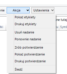 4.2. Przesyłka tworzona na podstawie Dodatkowo program umożliwia nam utworzenia przesyłki na podstawie dokumentu sprzedaży lub danych Klienta, które uzupełniają się automatycznie wybierając Akcja ->