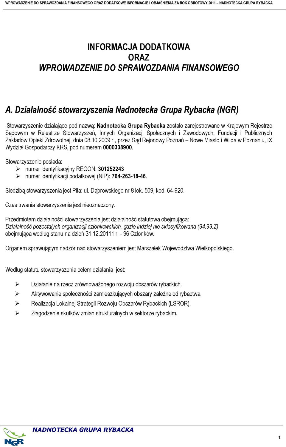 Innych Organizacji Społecznych i Zawodowych, Fundacji i Publicznych Zakładów Opieki Zdrowotnej, dnia 08.10.2009 r.